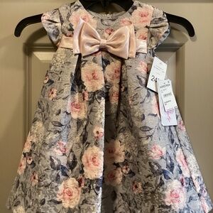 Bonnie Jean Bow Front Jacquard Dress (Baby) 24M